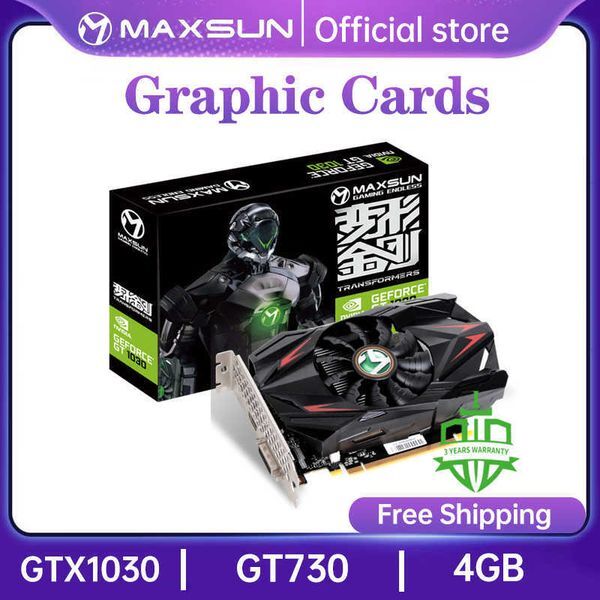 Maxsun GT 1030 730 2G Graphic Card GDDR5 DDR4 Nvidia GPU Desktop Video Card Gaming DVI VGA PWB intelligent temperature control