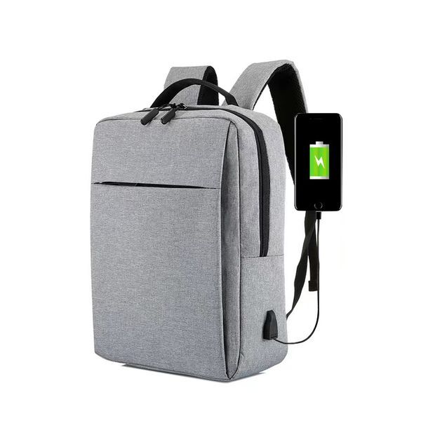 USB Charging Large Capacity Multifunctional Waterproof Backpack for Laptop or Leisure Travel Business Gray Black