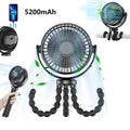 5200mAh Battery Powered Handheld Fan Portable Baby Stroller Fan 360?Rotate Rechargeable Mini Clip on Fan with Flexible Tripod for Car Seat Travel