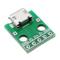 10pcs Micro USB To Dip Female Socket B Type Microphone 5P Patch To Dip With Soldering Adapter Board