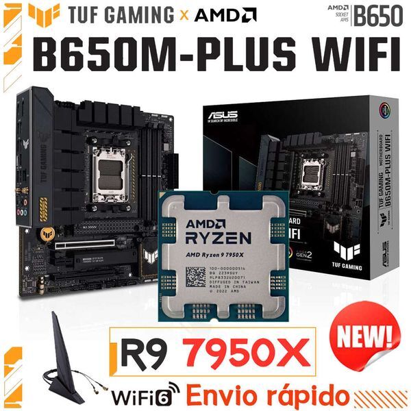 Ryzen Kit R9 7950X AM5 Processor Asus TUF GAMING B650M-PLUS WIFI DDR5 AMD B650 Motherboard Combo am5 Ryzen 7000 Series 7950X New