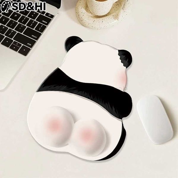Kawaii Pink Panda Mouse Pad Silicone Wrist Mouse Pad Cute Non Slip Computer Office High-End Mouse Pads For Girls Wrist SupportM240802