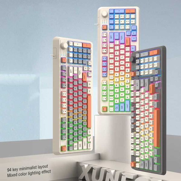 K82 Gaming Keyboard RGB Light Mechanical Keyboard 94 Keys Wired Keypad USB Port Luminous Keyboard for Computer LaptopM240715