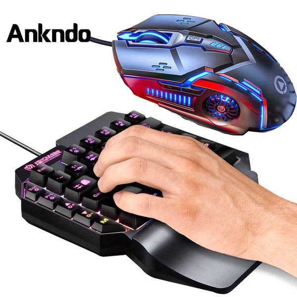 ANKNDO Laptop Tablet Mobile Phone Game Keyboard Mouse RGB LED Backlight Mini Gaming Keypad 39 keys Single Handed KeyboardsCL240709