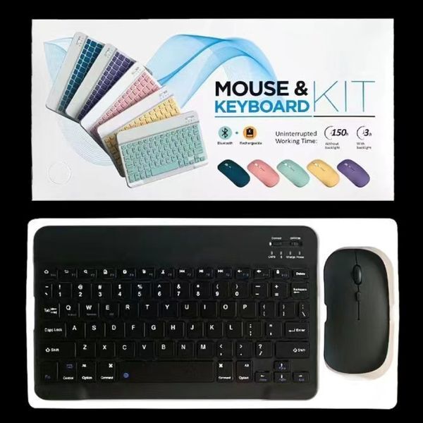 Sleek Wireless Bluetooth Keyboard & Mouse Set for Tablets, Smartphones, Laptops - Portable Office Accessories Efficient Ergonomic Design