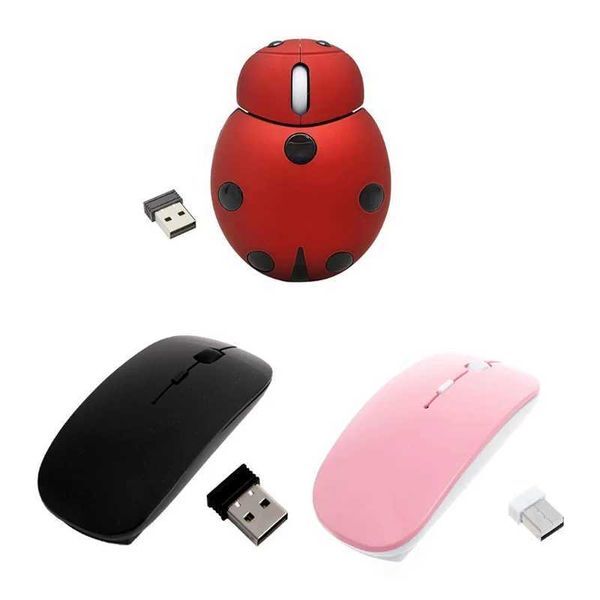Mini Animal Shape Wireless Mouse with USB Receiver 2.4GHz Cartoon Ladybug Mouse for Most Systems Desktop Laptop AccessoriesLX241024