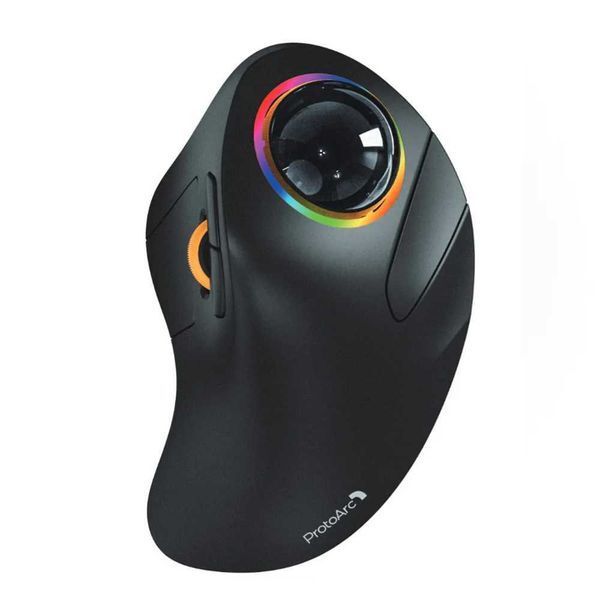 ProtoArc Wireless Index Finger Trackball Mouse Rechargeable RGB Rollerball BT 2.4g Mice for Computer Laptop 3 Device ConnectionLX241024