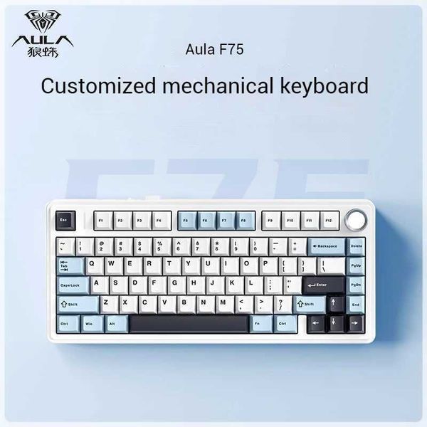 Aula F75 3 Mode Gaming Mechanical Keyboard Rgb Hot Swap Customized 75% Layout Gasket Structure Keyboard GiftLX241031