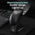 Enhanced Performance PAW3395 Wireless E-Gaming Mouse Ergonomic Design, Quick Charge Station, Multiple Connection Options