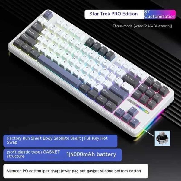 AULA F87 Pro/F87 2.4g/Usb/etooth Wireless Keyboard 87 Key RGB PBT Gaming Mechanical KeyboardXJ241225
