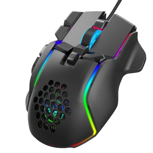 HXSJ S700 10 key USB cable gaming mouse macro programming ergonomic mouse with 6 adjustable DPI RGB light effects gaming mouse M250102