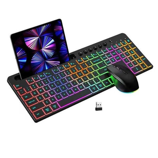 114 Keys Multimedia 2.4G wireless connections Membrane Wireless Keyboard and Mouse for PC Computer RGB Silent Keyboard and Mouse Combo X250203