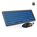 JOMAA 2.4G wireless keyboard and mouse combination with backlight portable rechargeable multi device wireless connections keyboard with numeric pad X250203