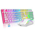 Rechargeable Wireless Pudding Keyboard and Mouse Combination Kit 2.4G USB RGB Backlit Keyboard and Gaming Mouse Kit X250203
