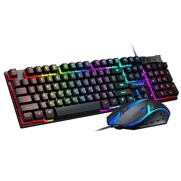 RGB Gaming Keyboard and Mouse Kit Backlit USB Wired Computer Keyboard and Mouse Combo 104 Keycaps for Pc Gamer Laptop X250203