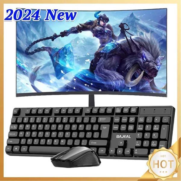 2024 New 2.4G Wireless Keyboard and Mouse Combo USB Receiver Silent Full-Size Mouse and Keyboard Set For Game PC Player X250203