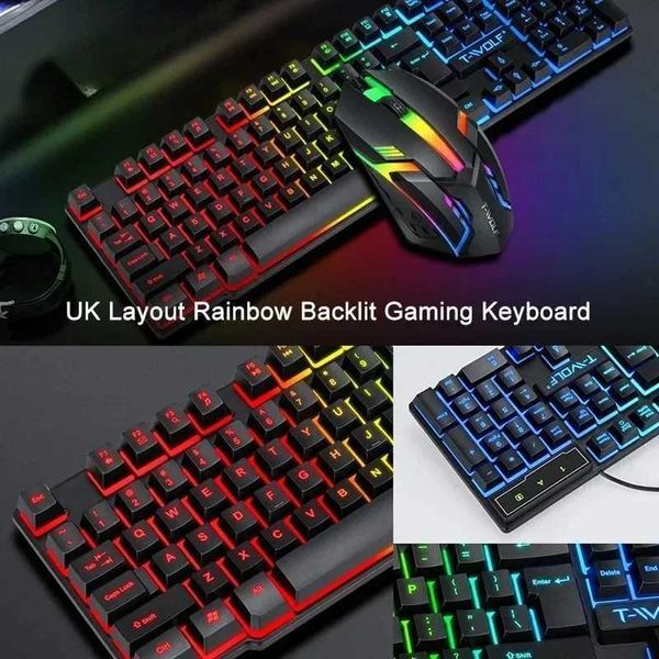 RGB Gaming Keyboard and Mouse Kit Backlit USB Wired Computer Keyboard and Mouse Combo 104 Keycaps for Pc Gamer Laptop X2502031