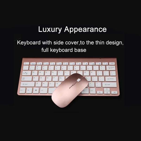 2.4Ghz Ultra-Thin Wireless Keyboard And Mouse Combo With USB Receiver Mouse Keyboard Set For PC WindowsXP/7/8/10 Rose Gold X2502031