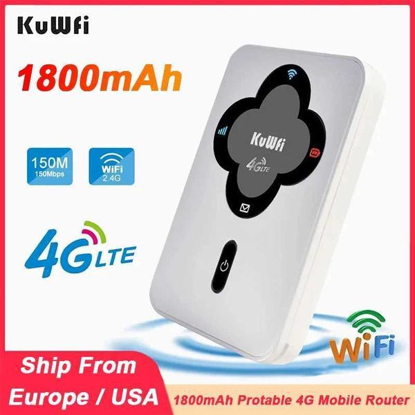 KuWFi 4G Mobile Router 150Mbps Outdoor Protable Mini 4G LTE Router Wi-Fi Router Built in 1800mAh Battery with SIM Card SlotXJ250214