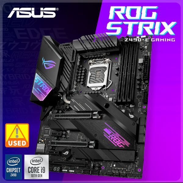 Used ASUS ROG STRIX Z490-E GAMING Motherboard ROG Pre-installed Integrated I/O Backplane Intel I225-V 2.5Gb LAN Wi-Fi 6 AX 201