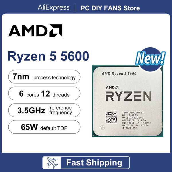 NEW AMD Ryzen 5 5600 R5 5600 3.5 GHz 6-Core 12-Thread CPU Processor 7NM L3=32M 100-000000927 Socket AM4 No Fan