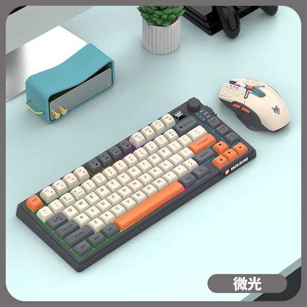 Wireless keyboard 80 keys 80% layout Spanish Arabic Korean keyboard and mouse kit 2.4G 2000mAh C-type K92 backlight Z250304