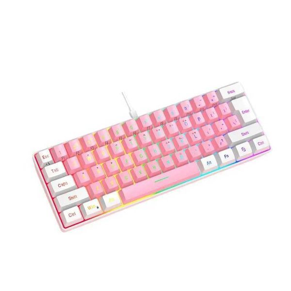 Keyboard gaming pc Backlit pink Keyboards 61 keys mini computer 60% Musical Usb lady ergonomic office Wired key board portable Z250304