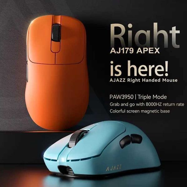 AJAZZ AJ179 APEX PAW3950 3000DPI 8KHz wireless gaming mouse ergonomic mouse with RGB magnetic screen charging base M250325