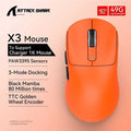 X3 game mouse wireless attack shark red 4K return BT the third mock examination connection PAW3395 macro BT game mouse M250325