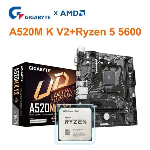 AMD Ryzen 5 5600 + GIGABYTE A520M K V2 Motherboard CPU Kit DDR4 64GB 5100(O.C.) Socket AM4 Micro-ATX 5600+A520 Set