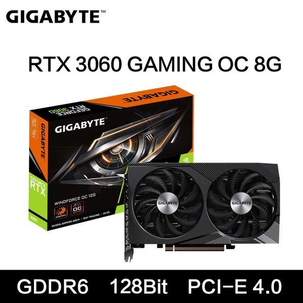 GIGABYTE RTX 3060 GAMING OC 8G Graphics Card GDDR6 128Bit NVIDIA Game Design Professional Independent Desktop Video Card
