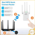 WiFi Extenders Signal Booster 2.4 GHz Wireless Internet Repeater Easy Setup 4 Antenna Long Range for Home with Ethernet Port X250516