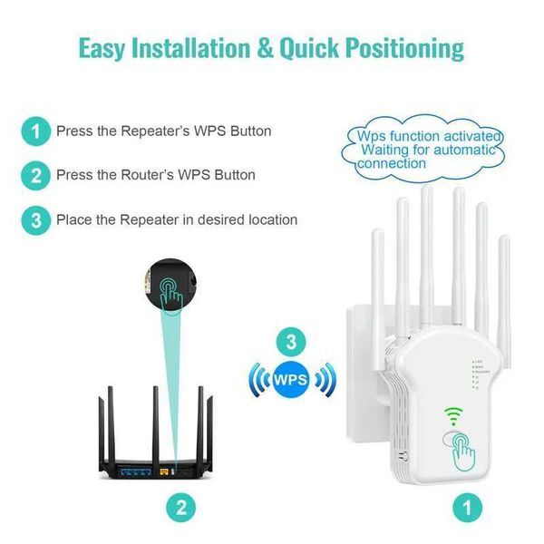 WiFi Repeater 1200Mbps Dual Band Wireless Amplifier 2.4G 5GHz Network Long Range Signal Booster For Home Office Wi-Fi Repeater X2505161