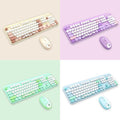 Combos 2023 New Cute Mute Wireless Keyboard Mouse Set Full Size Pink Apricot Blue Green Purple For Ipad Tablet PC Laptop Comput