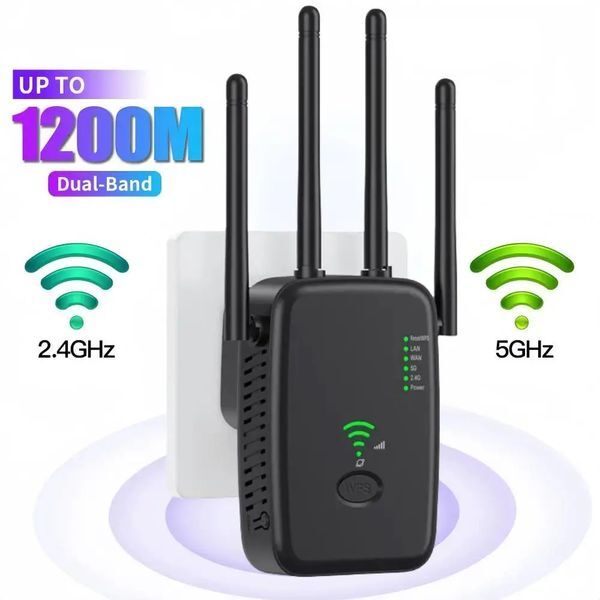 1200Mbps Wireless WiFi Repeater Wifi Signal Booster Dual-Band 2.4G 5G WiFi Extender 802.11ac Gigabit WiFi Amplifier WPS Router 250609