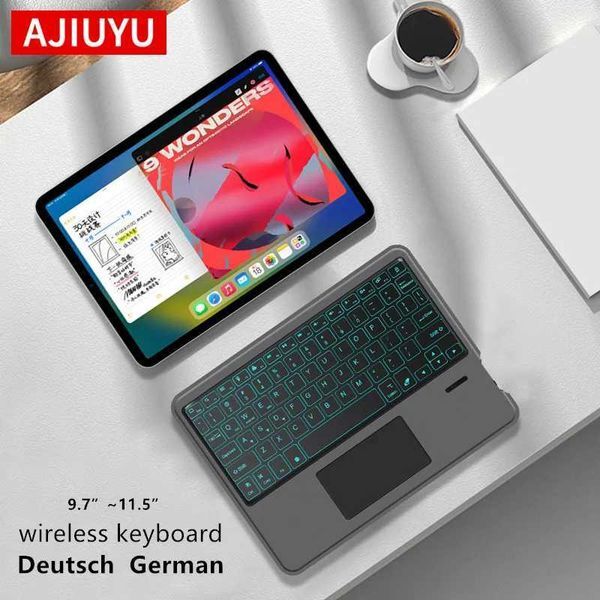 Deutsch Wireless BT Backlight Touchpad Keyboard For Phone iPad Tablet Laptop German keyboard For Android iOS Windows X250614