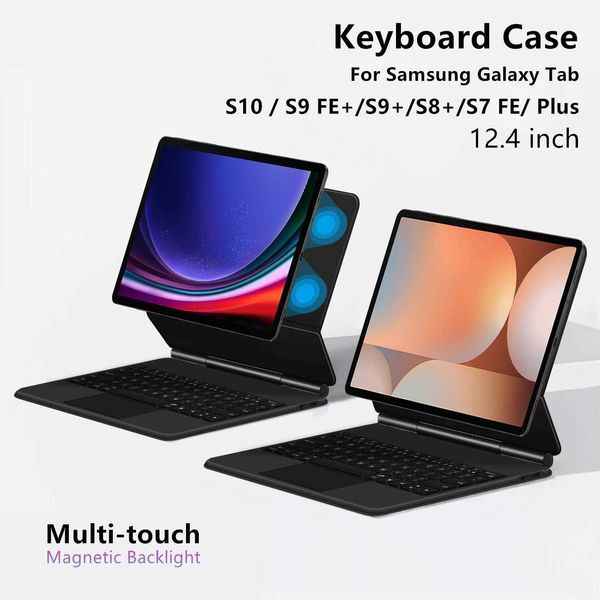 Keyboard Case For Galaxy Tab S10+ 12.4 S9+ S9 FE+ Plus S8+ S7 FE Magnetic Smart Keyboards Book Cover Magic Backlight X250614