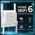 FENVI WiFi 6 Repeater 5Ghz AX1500 Extender Signal Booster Dual Band 2.4G/5GHz Wi-Fi Signal Amplifier Long Range Network Easy Set 250617