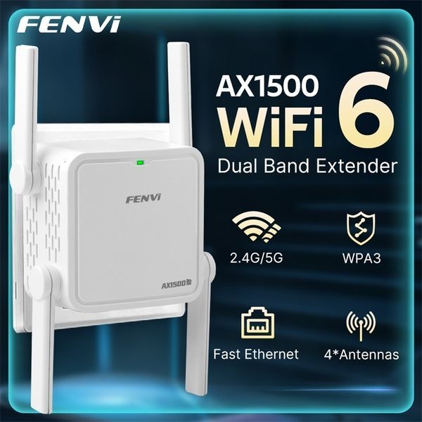 FENVI WiFi 6 Repeater 5Ghz AX1500 Extender Signal Booster Dual Band 2.4G/5GHz Wi-Fi Signal Amplifier Long Range Network Easy Set 250617