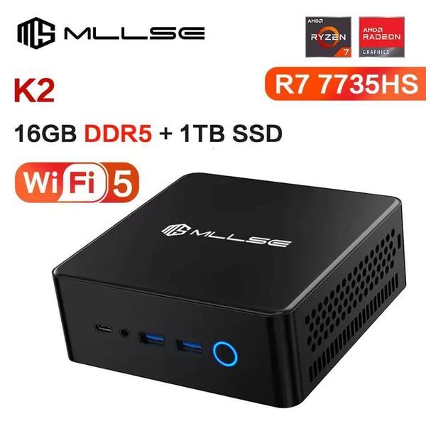 MLLSE K2 Mini PC AMD Ryzen 7 7735HS 8C/16T DDR5 16G RAM 1TB ROM SSD Window 11 Pro BT5.2 WiFi6 RZ608 Desktop Gaming Computer