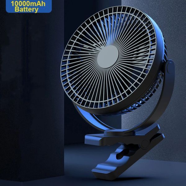 USB Charging Home Room Table Wireless Electric 10000mAh Battery Outdoor Travel Portable Clip Ceiling Fan 4 Speed Adjusted