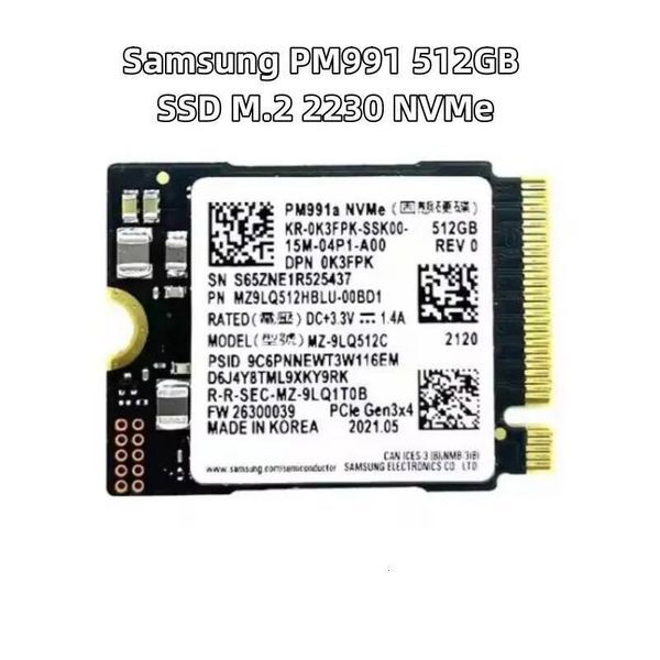 Original PM991 NVME Solid state drive 512GB M.2 2230 PCIe Gen34 SSD 3.3V 1.6A MZ-9LQ1280