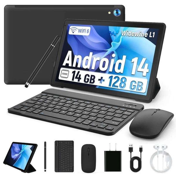 URAO C108 10 Inch Tablets Android 14 A523 Octa Core Tablet 14Gb+128Gb 1 TB Expansion Wifi 6 5Mp+8Mp Camera Keyboard Mouse Set