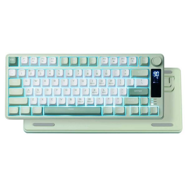 Womier DK75 75% Wireless Membrane Keyboard with 3-Mode /2.4G/USB-C RGB Backlit Keyboard with Knob Screen for PC/Mac Gamers Z250805