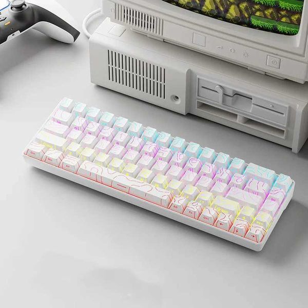 87 Keys Mechanical Keyboard Ergonomics RGB Backlit LED Hot Swappable Blue Switch Gaming Keyboard for PC Laptop Office Z250805