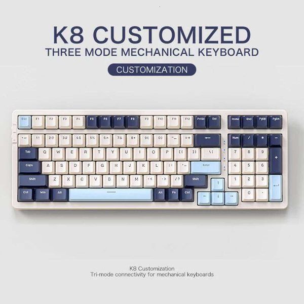 K8 100 Wireless Mechanical Keyboard Tri-Mode Connection,Full Key Hot Swap,Lighting Effects,Gasket Muffler Structure, Laptops