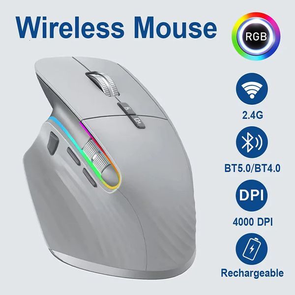 2.4G Wireless Bluetooth RGB Rechargeable Ergonomic Mouse - Gaming Office Computer Mouse 250801