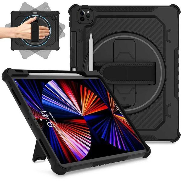 12.9-inch iPad Pro Case Air 11 13 2024 360 Kickstand Hand Strap Pencil Holder Cover iPad A17 11th 10.9 7 8th 10.2 Mini 45 6 Case Z250811