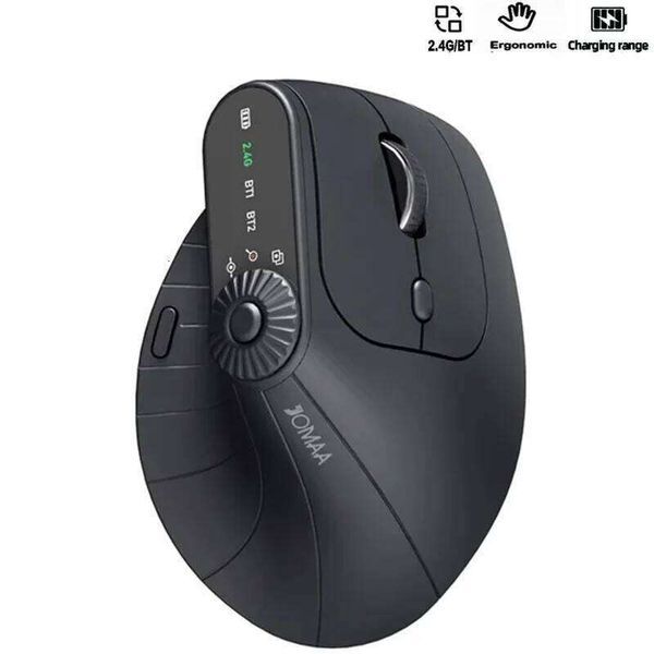 Multi-Device Vertical Ergonomic With Function Adjustment Kno Rechargeable 2.4G Bluetooth Wireless Mouse For PC Tablet