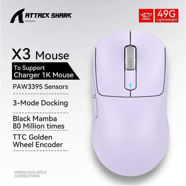 Attack Shark X3pro X3 Wireless Mouse Macro Gaming Mouse Lightweight Mouse PixArt PAW3395 650IPS 26000dpi Mouse for padpcmac Z250906